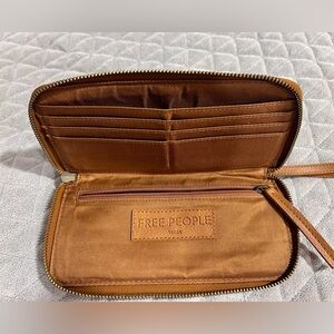 Free People Brown Vegan Wallet / Wristlet by Free People with Decorative Zipper